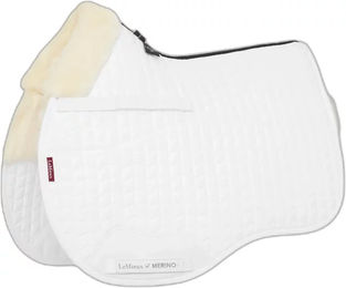 Produktbild von LeMieux Merino+ GP Square Satteldecke für Pferde aus Wolle in Weiß Größe L