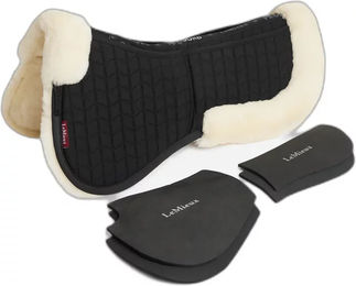 LeMieux Merino+ ProSorb 2 Pocket Half Pad Sattelpad aus Wolle in Schwarz oder Natur Größe M – Bild 1 von 2