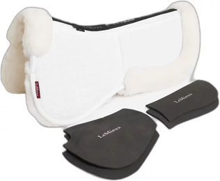 LeMieux Merino+ ProSorb 2 Pocket Half Pad Sattelpad aus Wolle in Weiß Größe L – Bild 1 von 3