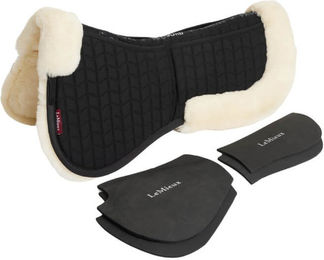 LeMieux Merino+ ProSorb 2 Pocket Half Pad Sattelunterlage mit Wolle in Braun Größe M – Bild 1 von 4