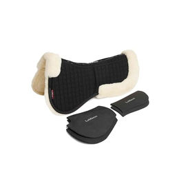 LeMieux Merino+ ProSorb Halbpolster mit 2 Taschen Wolle Schwarz/Natur Größe L – Bild 1 von 2