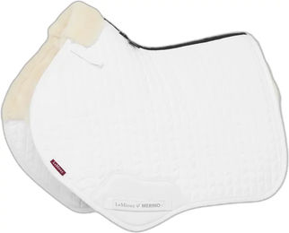 Produktbild von LeMieux Merino+ Square Satteldecke für Pferde aus Wolle in Weiß Größe M