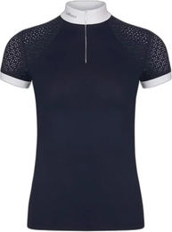 Produktbild von LeMieux Olivia Reitturnier-Poloshirt Damen Weiß Blau Größe 44