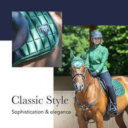 LeMieux ProSport Lustre Close Contact Schabracke mit Wildlederverschlüssen und quadratischer Steppung in Benetton Blue Größe L - 1 Stk. – Bild 1 von 2