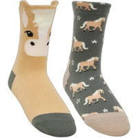 Produktbild von LeMieux Reitstrümpfe für Kinder aus Baumwolle 2er-Pack Grün und Beige Größe 27/30,5