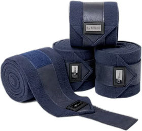 LeMieux Rhone Polo Bandagen für Pferde in Blau mit Fleece-Schutz und Reißverschluss-Etui 4er Pack – Bild 1 von 3