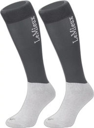 LeMieux Turnier-Reitsocken aus Baumwolle Unisex Grau Größe L Doppelpack – Bild 1 von 4