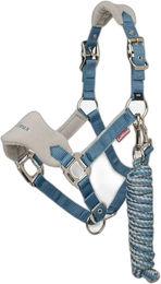 LeMieux Vogue Halfter und Strick Set für Ponys aus Fleece in Blau – Bild 1 von 8
