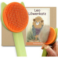 Produktbild von LEO LÖWENKATZ Katzenbürste zur Fellpflege in Grün aus Kunststoff