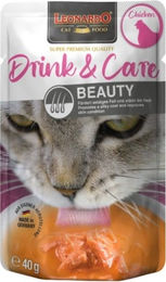 Leonardo Drink & Care Beauty Chicken Flüssiges Ergänzungsfuttermittel für ausgewachsene Katzen zur Unterstützung von Haut und Fell 40 g – Bild 1 von 6