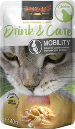 Leonardo Drink & Care Mobility Nassfutter Huhn für erwachsene Katzen zur Unterstützung der Gelenke 10x 40g – Bild 1 von 2