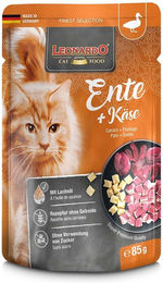 Produktbild von Leonardo Finest Selection Katzenfutter Ente und Käse Adult 16x85g ohne Zucker