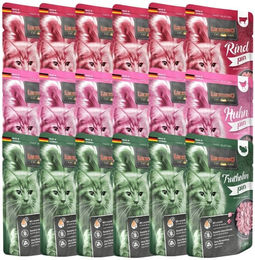 Produktbild von Leonardo Finest Selection Katzenfutter Mix Rind Huhn Truthahn Stückchen in Sauce 18x85 g mit hohem Fleischanteil