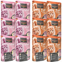 Produktbild von LEONARDO Finest Selection Nassfutter für Katzen Geflügel und Ei sowie Ente mit Käse mit hohem Fleischanteil 12x85 g