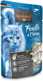 Leonardo Finest Selection Nassfutter Katze Forelle mit Catnip Stückchen in Soße getreidefrei glutenfrei 16 x 85 g - 16 x 85 g – Bild 1 von 7