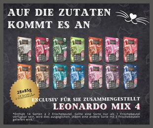 Leonardo Katzen Nassfutter Mix 4 Adult Getreidefrei 28x85g – Bild 1 von 2