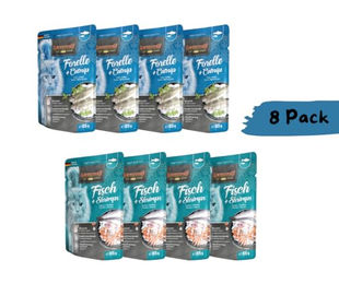 Leonardo Katzen Nassfutter Multi Bundle 8x85 g Getreidefrei Ohne Zucker Forelle mit Catnip und Fisch mit Shrimps – Bild 1 von 4