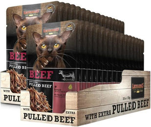 Leonardo Katzen Nassfutter Rind mit extra Pulled Beef für erwachsene Katzen 2x16x70g ohne Farb- und Aromastoffe sowie Konservierungsstoffe – Bild 1 von 3
