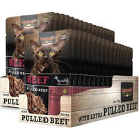 Produktbild von Leonardo Katzen Nassfutter Rind mit extra Pulled Beef für erwachsene Katzen 2x16x70g ohne Farb- und Aromastoffe sowie Konservierungsstoffe