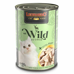 Leonardo Katzen Nassfutter Wild mit extra Filetstückchen 6 x 400 g - 6 x 400 g – Bild 1 von 9