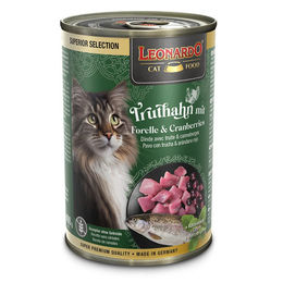 Produktbild von Leonardo Katzenfutter Truthahn mit Forelle und Cranberries getreidefrei für erwachsene Katzen 6x400g