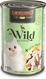 Produktbild von Leonardo Katzenfutter Wild mit extra Filet für erwachsene Katzen 24x400g