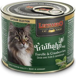 Leonardo Superior Selection Katzen Nassfutter Truthahn mit Forelle und Cranberries Stückchen in Sauce getreidefrei und zuckerfrei 6 x 200 g – Bild 1 von 4