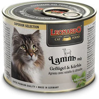 Produktbild von Leonardo Superior Selection Katzenfutter Lamm mit Geflügel und Kürbis Stückchen in Sauce getreidefrei und zuckerfrei 6 x 200 g - 200 g
