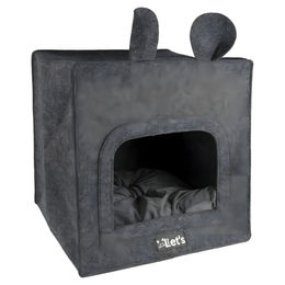 Produktbild von Let's Sleep Katzenhöhle Pet Cave eckig aus Filz Grau