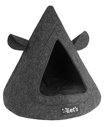 Lets Sleep Katzenhöhle Pet Cave aus Filz in Grau mit Kissen 50x45 cm – Bild 1 von 4