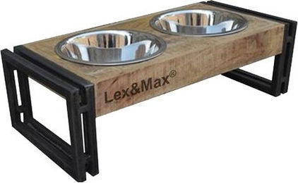 Lex & Max Oslo Futternapf aus Edelstahl in Silber und Braun 67 x 34 x 26 cm Ø24 cm – Bild 1 von 2
