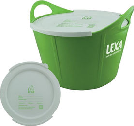 Produktbild von LEXA Pferdefutter Flexischale mit Deckel aus Kunststoff in Weiß und Grün