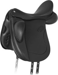 Produktbild von Lexhis Deluxe Plus Dressursattel aus Leder für Pferde Schwarz 17,5 Zoll