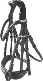 Produktbild von Lexhis Electra Doppelt gebissene Englischreit-Trense aus Leder in Schwarz für Vollblut