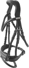 Produktbild von Lexhis Electra Sattelhalterung für englisches Reiten mit einfachen Zügeln aus Leder in Schwarz