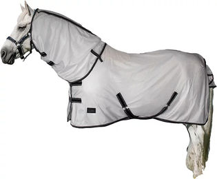 Produktbild von Lexhis Fliegendecke für Pferde mit Halsabdeckung aus Polyester in Weiß oder Grau 155/205 cm