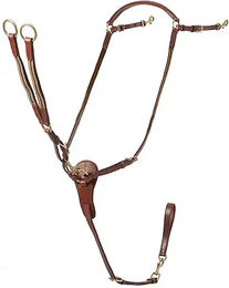 Produktbild von Lexhis Jagdhalsband mit Martingal aus Leder für Pferde in Braun
