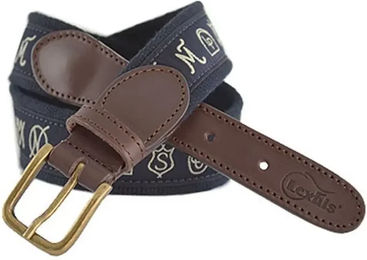Lexhis Kindergürtel aus Leder und Canvas in Blau und Marine 30 mm – Bild 1 von 1