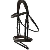 Produktbild von Lexhis Porto Anatomisches Reithalfter mit einfachen Zügeln aus Leder in Schwarz für Vollblut