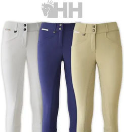 Produktbild von Lexhis Reithose Sara Fino für Damen aus Oxford-Gewebe wasserabweisend Sommer Beige Weiß Größe 34
