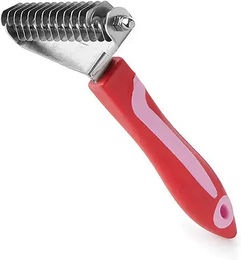 Produktbild von Lexhis Soft Line Entwirrungs-Grooming-Kamm aus Edelstahl in Rot