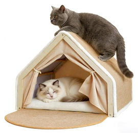 Liangpin Jiazuo 2-in-1 Katzenhaus mit Kratzbrett aus Sisal und weichem Kissen, faltbares Katzenzelt für Katzen Indoor – Bild 1 von 1