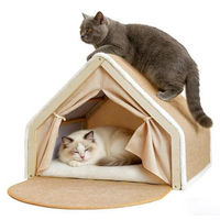 Produktbild von Liangpin Jiazuo 2-in-1 Katzenhaus mit Kratzbrett aus Sisal und weichem Kissen, faltbares Katzenzelt für Katzen Indoor