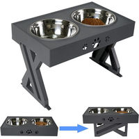 Produktbild von LIANNA Erhöhter Doppel-Futternapf aus Edelstahl für Hunde und Katzen, 3-fach höhenverstellbar und ergonomisch