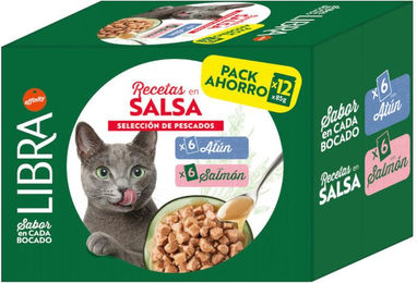 Libra Katzen Nassfutter Fischauswahl Lachs und Thunfisch in Sauce 12 x 85 g – Bild 1 von 1