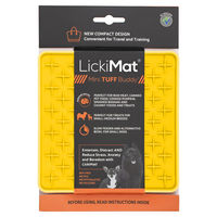 Produktbild von LickiMat Mini Buddy Tuff Schleckmatte für Hunde und Katzen aus TPR Gelb 15 x 15 cm