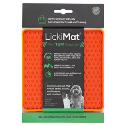 LickiMat Mini Soother Tuff Schleckmatte für Hunde aus TPR in Orange XS – Bild 1 von 2