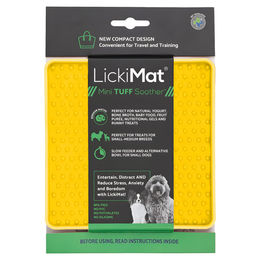LickiMat Mini Soother Tuff Schleckmatte für Hunde und Katzen Gelb 15 x 15 cm aus TPR – Bild 1 von 1