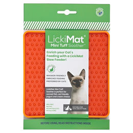 LickiMat Mini Soother Tuff Schleckmatte für Katzen in Orange XS aus TPR – Bild 1 von 3
