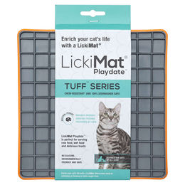 LickiMat Playdate Tuff Cat Schleckmatte für Katzen Orange 20x20 cm aus TPR – Bild 1 von 5